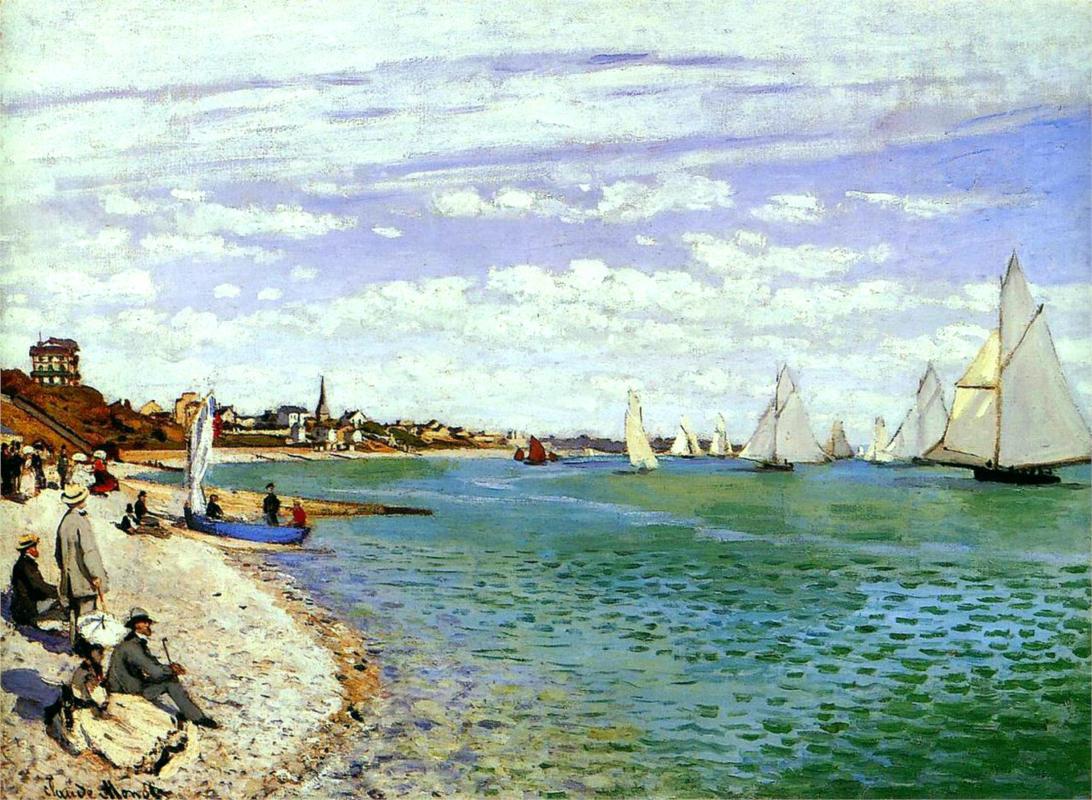 Regatta at Sainte-Adresse - Claude Monet Paintings